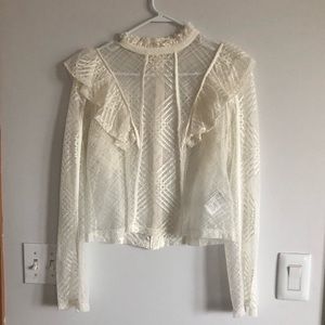 H&M Ivory Ruffle Blouse